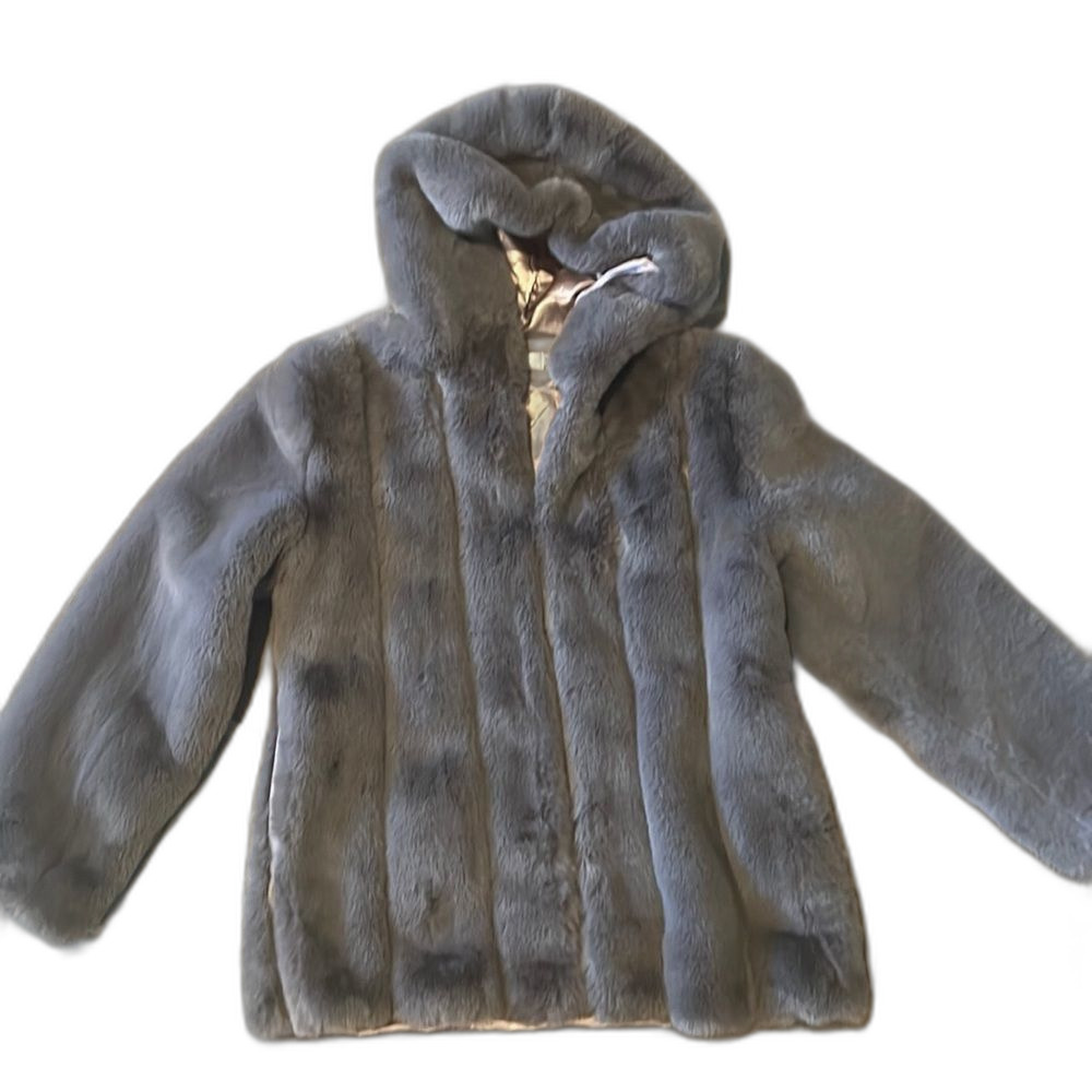 Hooded faux fur jacket